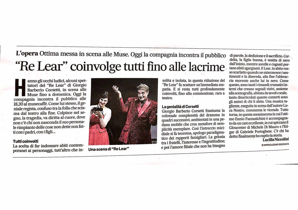 Recensione Lear Corriere Adriatico